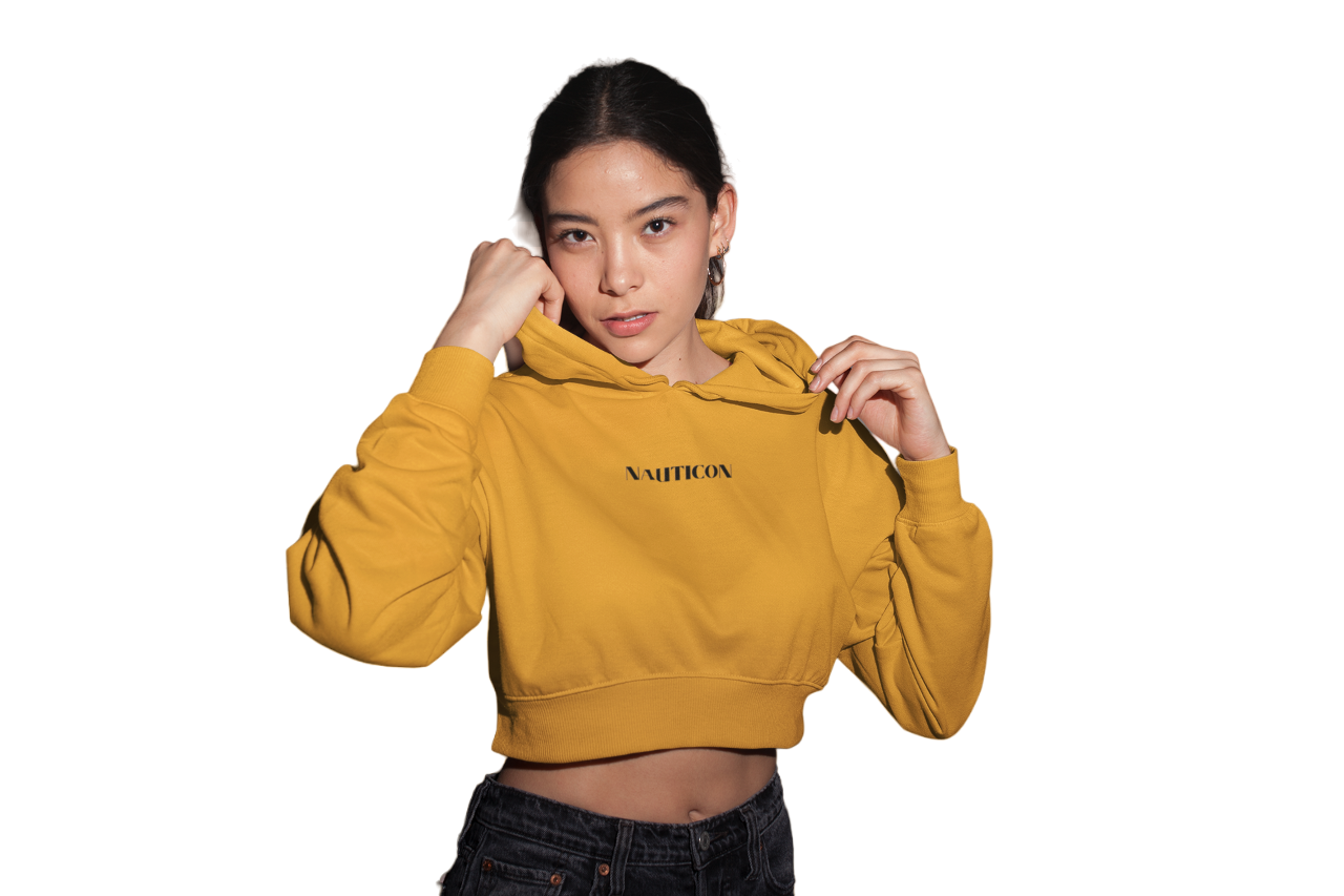 Women Cozy Crop Hoodies for Winter Radiant Mustard - NAUTICON