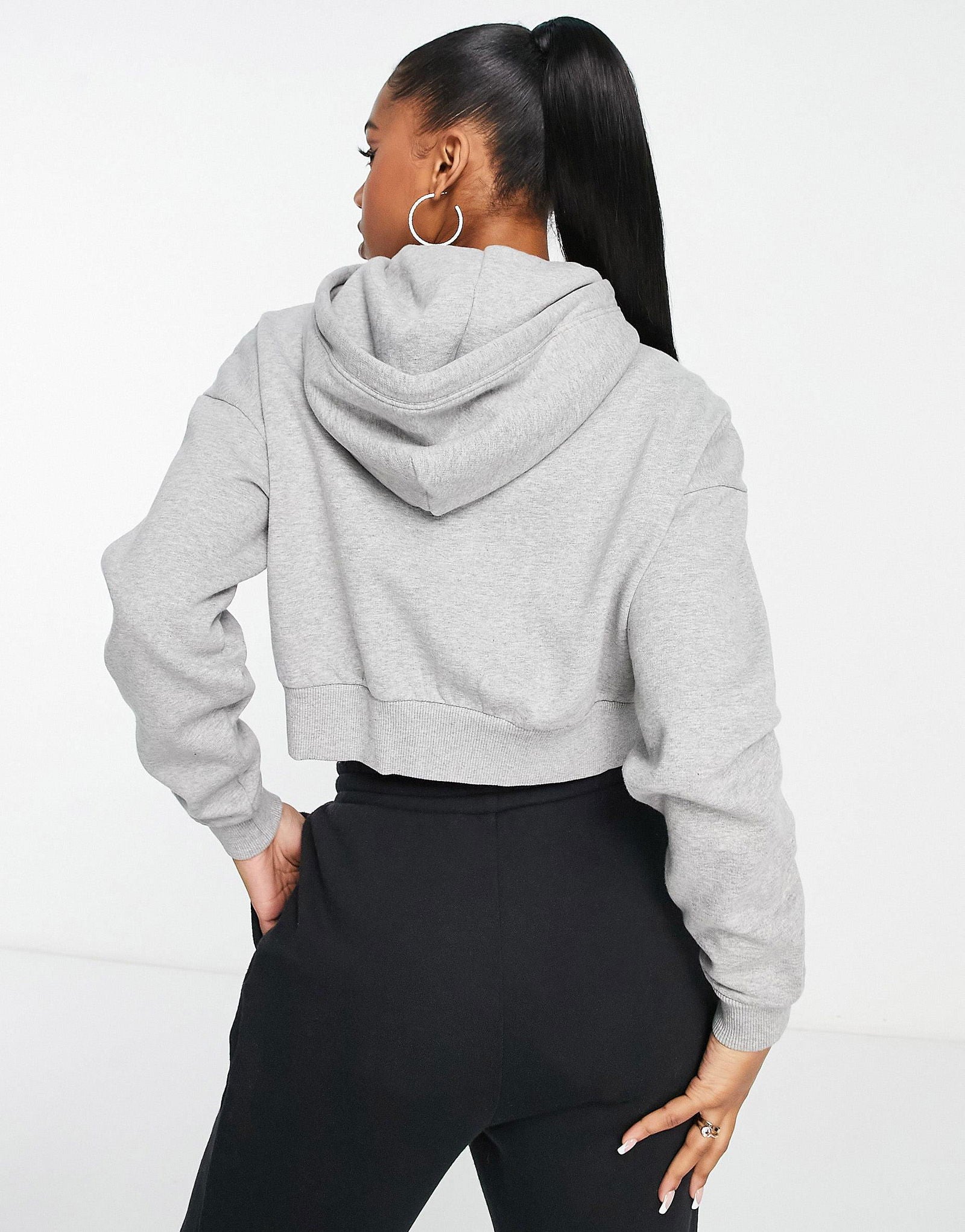 Women Crop Hoodies for Winter Grey Solid - NAUTICON WEARABLES