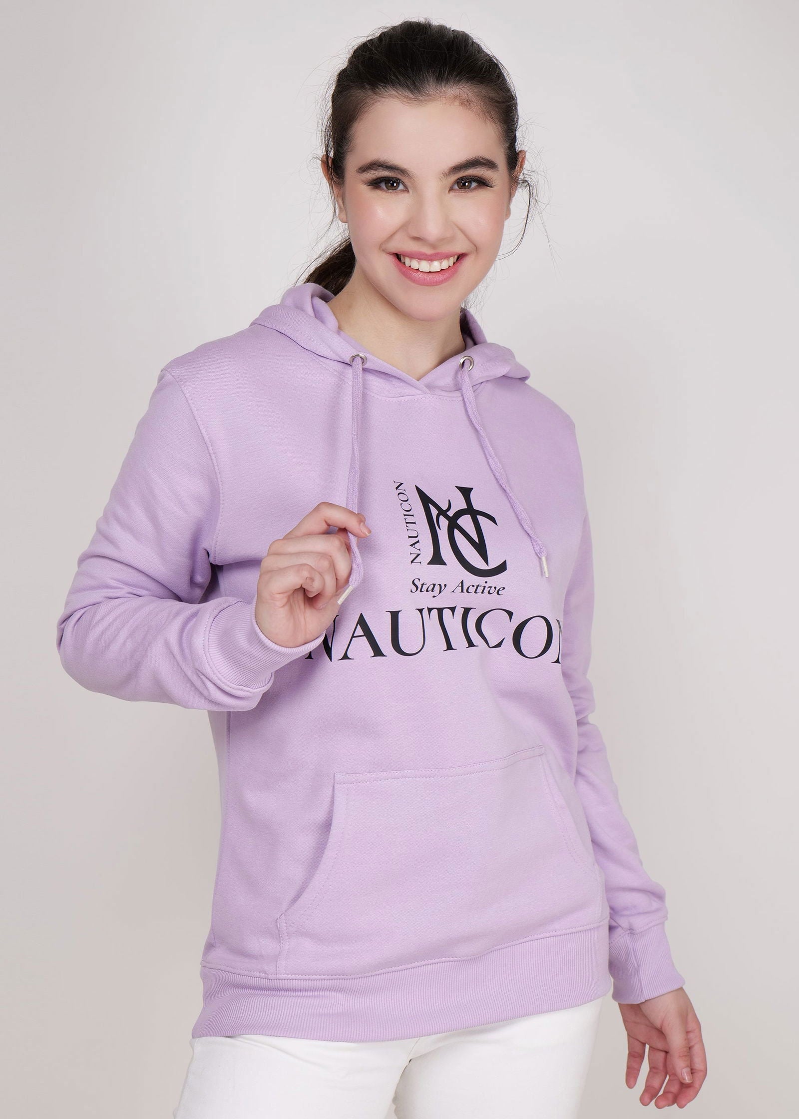 Women Winter Wear Stylish Hoodie Lavender - NAUTICON