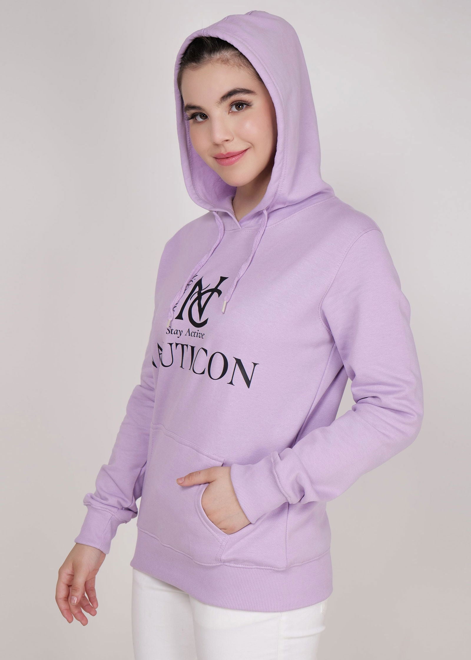 Women Winter Wear Stylish Hoodie Lavender - NAUTICON