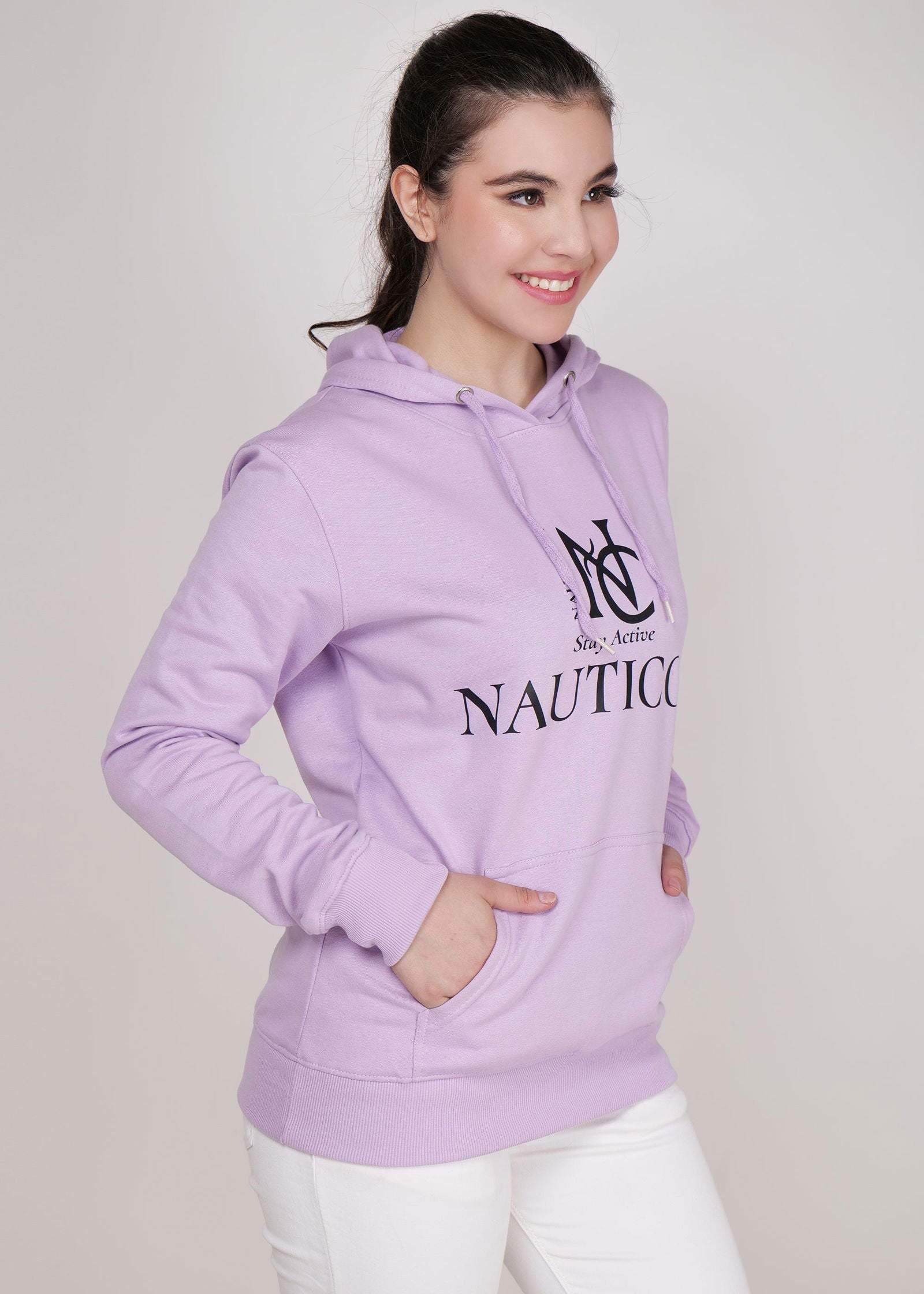 Women Winter Wear Stylish Hoodie Lavender - NAUTICON