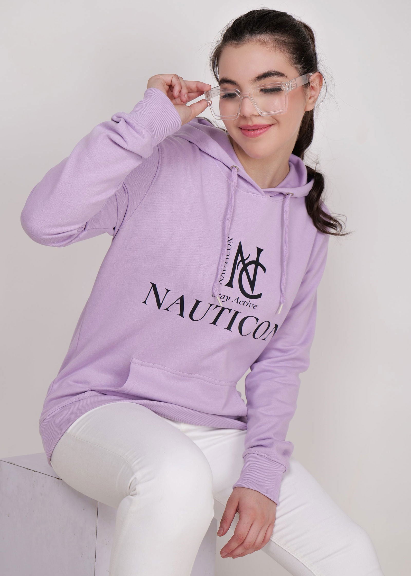Women Winter Wear Stylish Hoodie Lavender - NAUTICON