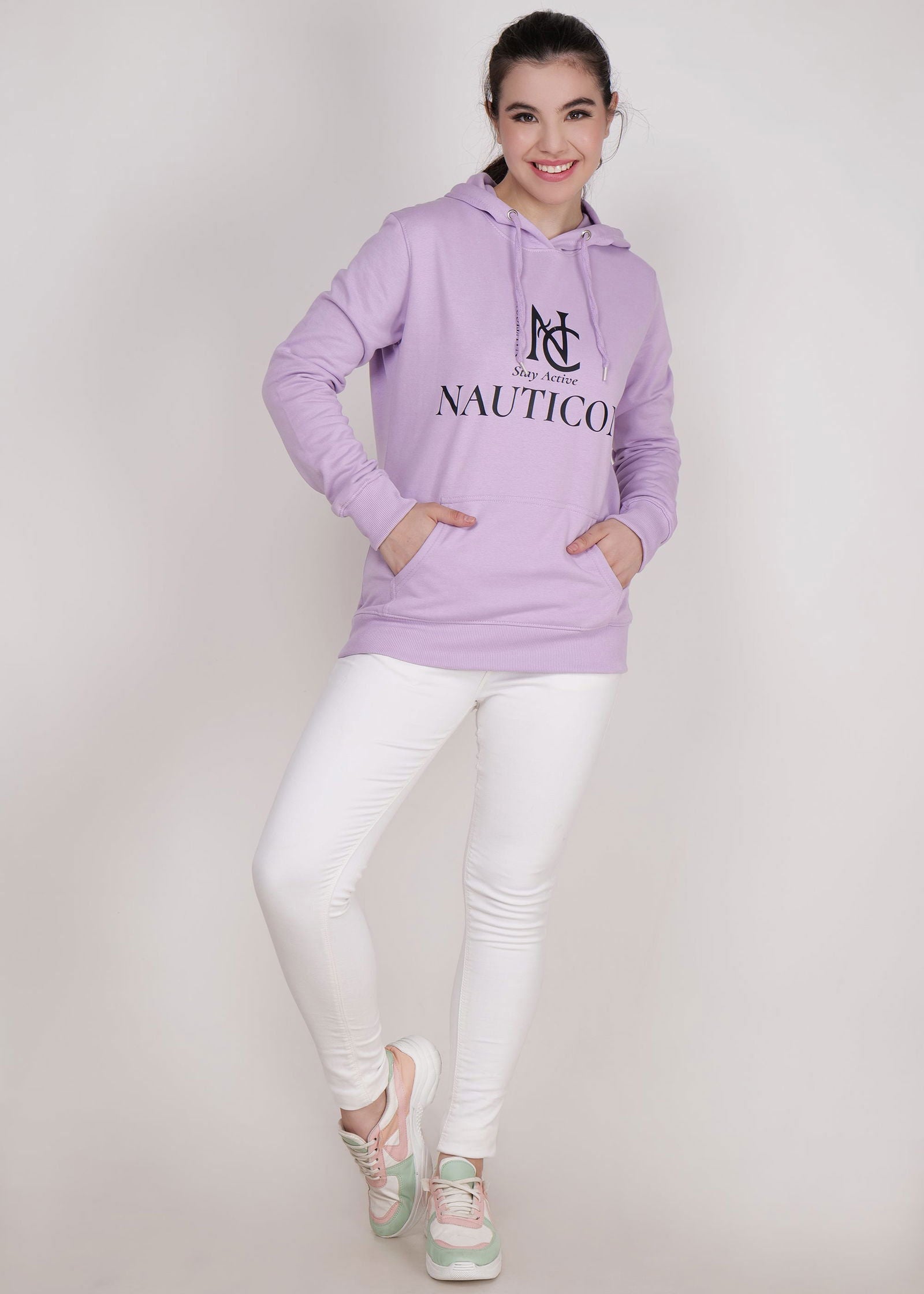 Women Winter Wear Stylish Hoodie Lavender - NAUTICON