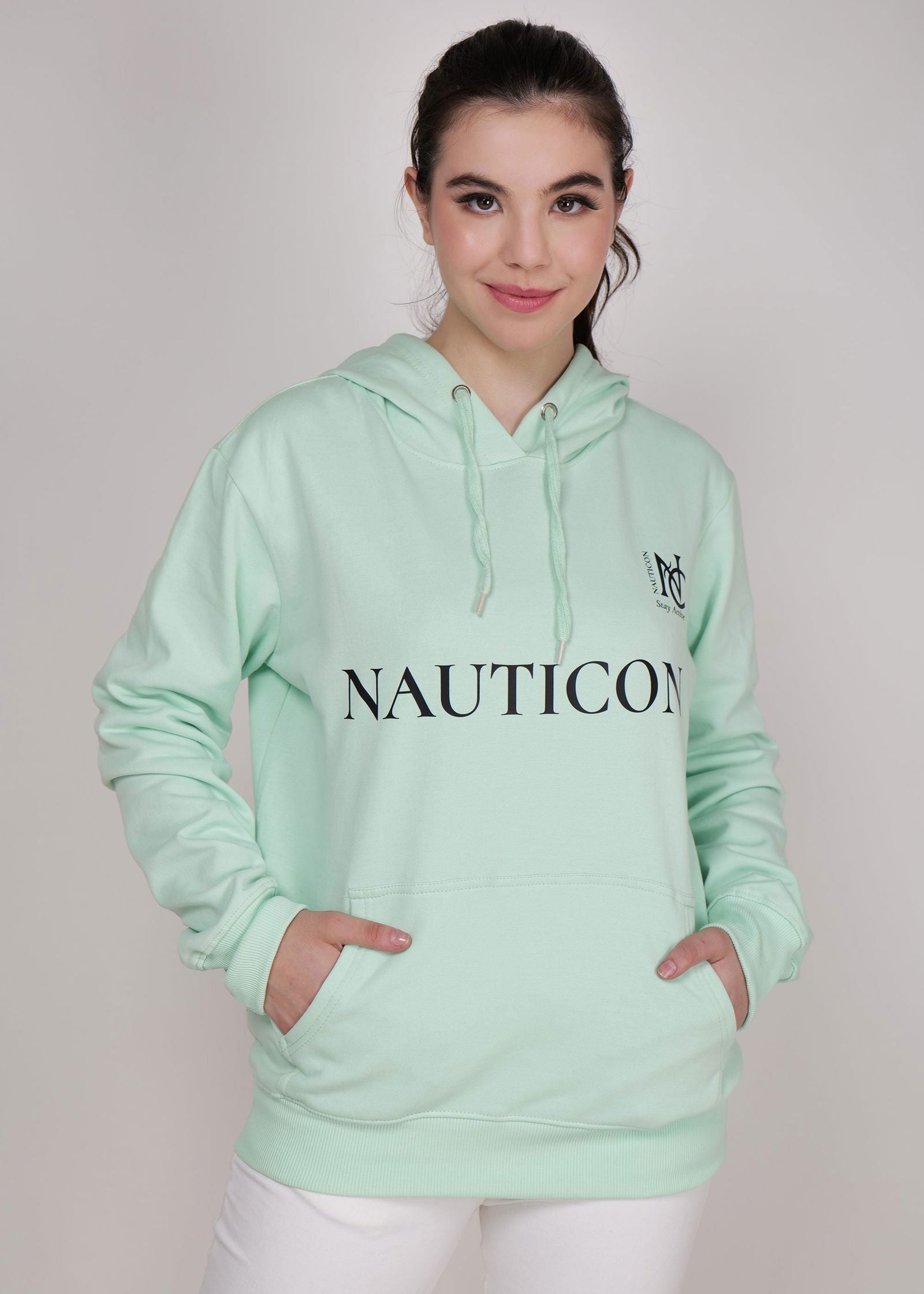 Women Winter Wear Stylish Hoodie Sea Green - NAUTICON