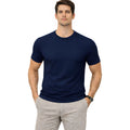 Premium Cotton Lycra Round Neck T-Shirt Navy - MOVE FLEX