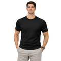 Premium Cotton Lycra Round Neck T-Shirt Black - MOVE FLEX