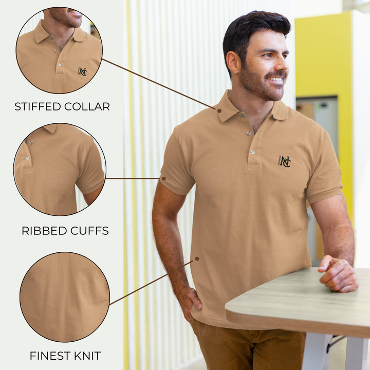 Nauticon Men’s Active & Casual Wear Solid Plain Cotton Polo T-Shirts/Beige