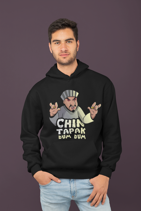 Men's Custom Hoodie POD CHIN TAPPAK Print Design (Front) Black