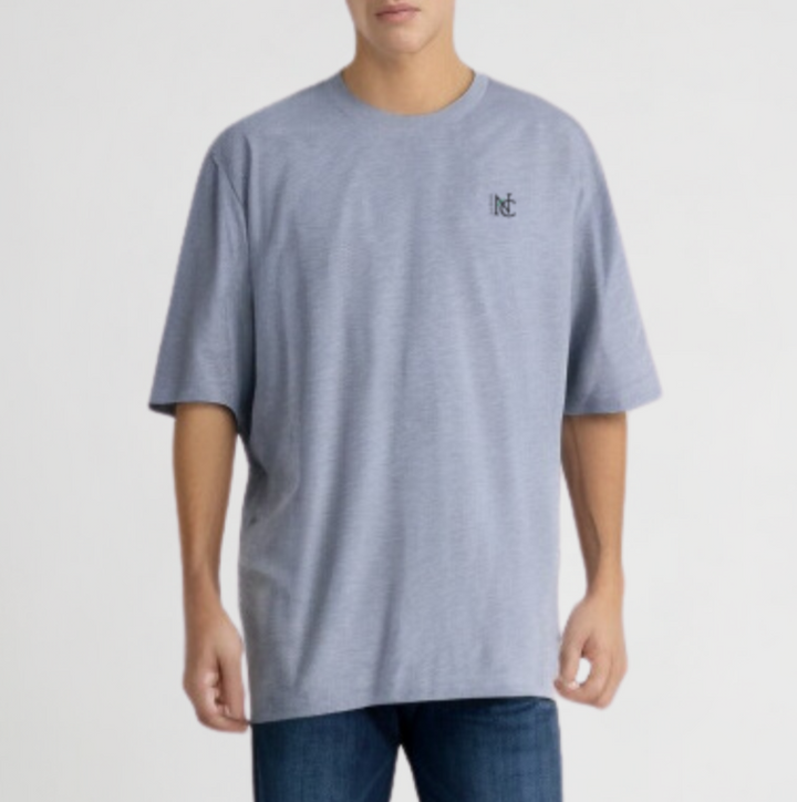 Nauticon Solid Plain Men’s Oversize Cotton T-Shirt /Melange Grey